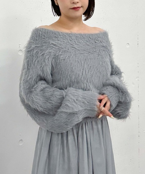 archives（アルシーヴ）の「シャギーオフショルニット（ニット/セーター・レディース・ベージュ/ブラウン/ブルーグレー/アイボリー・MEDIUM）」の14枚目の写真