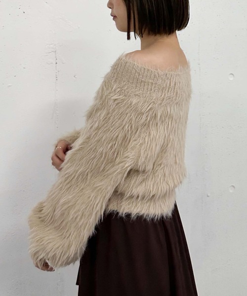 archives（アルシーヴ）の「シャギーオフショルニット（ニット/セーター・レディース・ベージュ/ブラウン/ブルーグレー/アイボリー・MEDIUM）」の21枚目の写真