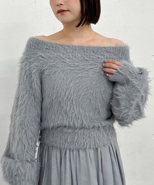 archives（アルシーヴ）の「シャギーオフショルニット（ニット/セーター・レディース・ベージュ/ブラウン/ブルーグレー/アイボリー・MEDIUM）」の15枚目の写真