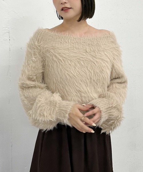 archives（アルシーヴ）の「シャギーオフショルニット（ニット/セーター・レディース・ベージュ/ブラウン/ブルーグレー/アイボリー・MEDIUM）」の20枚目の写真