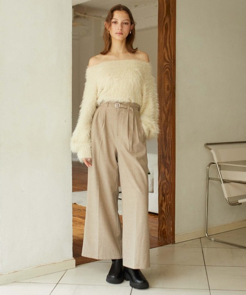 archives（アルシーヴ）の「シャギーオフショルニット（ニット/セーター・レディース・ベージュ/ブラウン/ブルーグレー/アイボリー・MEDIUM）」の9枚目の写真