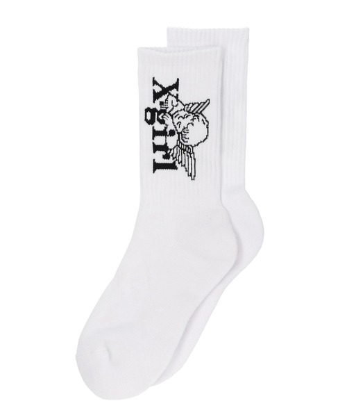 X-girl(エックスガール)の「JACQUARD ANGEL RIB SOCKS(ソックス/靴下・レディース・ホワイト/ブラック・ONE SIZE)」の2枚目の写真