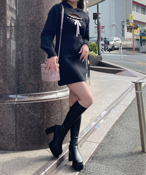 【★安心の定価販売★】 one way（ワンウェイ）の「パーカーアンサンブルニット ワンピース