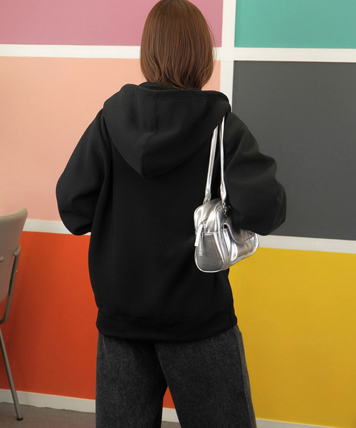Candlestick(キャンドルスティック)の「ロングシーズン 使える 無地 ジップアップ パーカー スウェット パーカー(パーカー・レディース・スミクロ/モカ/ブラック/杢グレー/ネイビー/ホワイト系/ライトブラック・M/L/LL)」の20枚目の写真