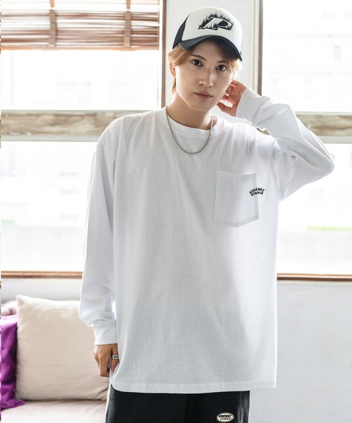 セール】【SIDEWAY STANCE】ワンポイント刺しゅう ポケット ロンT（T