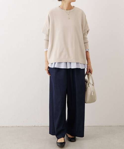 新品　BEARDSLEY ビアズリー 裾フリルストライプブラウス アイボリー 裾フリルストライプブラウス（シャツ/ブラウス）｜BEARDSLEY