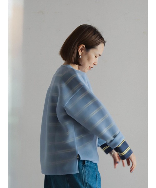 FIL DE FER(フィルデフェール)の「シアーダンボール ラウンドネックP/O(Tシャツ/カットソー・レディース・ブラック/サックスブルー・FREE)」の4枚目の写真