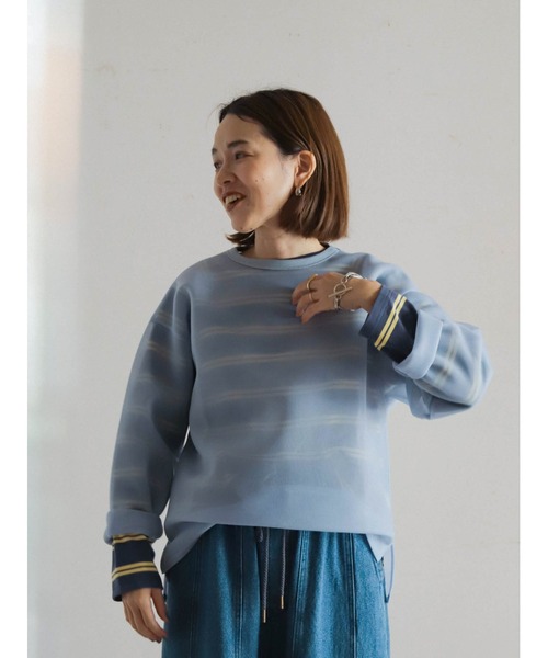 FIL DE FER(フィルデフェール)の「シアーダンボール ラウンドネックP/O(Tシャツ/カットソー・レディース・ブラック/サックスブルー・FREE)」の5枚目の写真