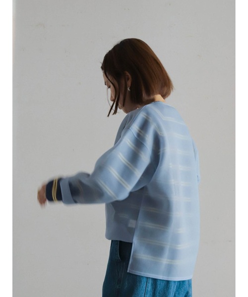 FIL DE FER(フィルデフェール)の「シアーダンボール ラウンドネックP/O(Tシャツ/カットソー・レディース・ブラック/サックスブルー・FREE)」の3枚目の写真