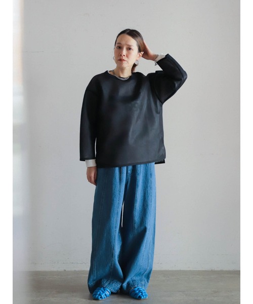FIL DE FER(フィルデフェール)の「シアーダンボール ラウンドネックP/O(Tシャツ/カットソー・レディース・ブラック/サックスブルー・FREE)」の10枚目の写真