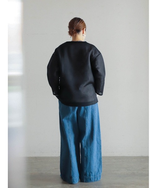 FIL DE FER(フィルデフェール)の「シアーダンボール ラウンドネックP/O(Tシャツ/カットソー・レディース・ブラック/サックスブルー・FREE)」の12枚目の写真