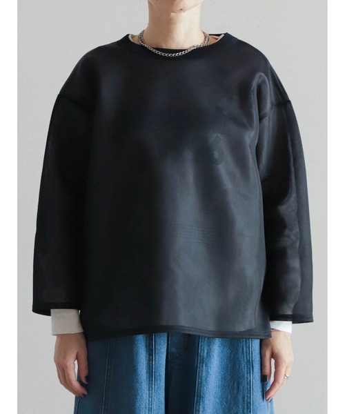 FIL DE FER(フィルデフェール)の「シアーダンボール ラウンドネックP/O(Tシャツ/カットソー・レディース・ブラック/サックスブルー・FREE)」の14枚目の写真
