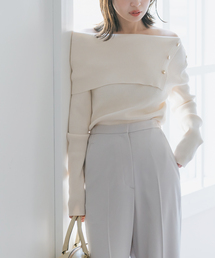 Noble | ショルダーボタンタイトリブニット(ニット/セーター)