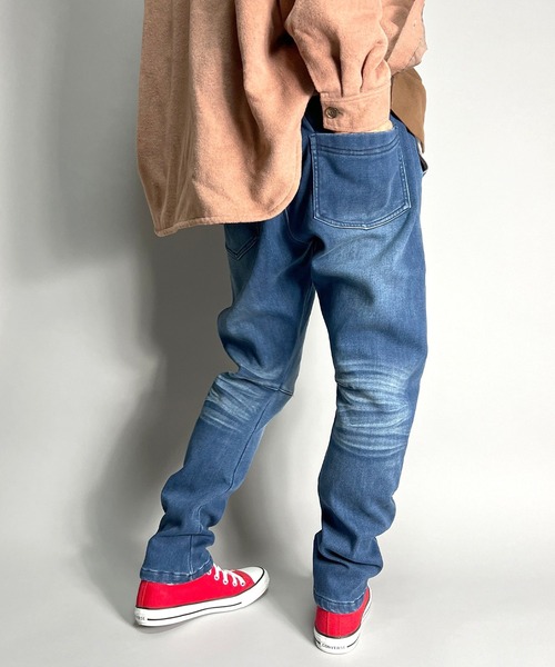 BEATJIVE(ビートジャイブ)の「ジョガーパンツ デニム 裏起毛 イージーパンツ スウェット レディース(デニムパンツ・レディース・ライトブルー/インディゴブルー/ネイビー・3/2)」の18枚目の写真
