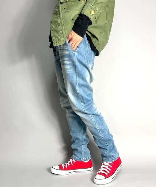 BEATJIVE(ビートジャイブ)の「ジョガーパンツ デニム 裏起毛 イージーパンツ スウェット レディース(デニムパンツ・レディース・ライトブルー/インディゴブルー/ネイビー・3/2)」の20枚目の写真