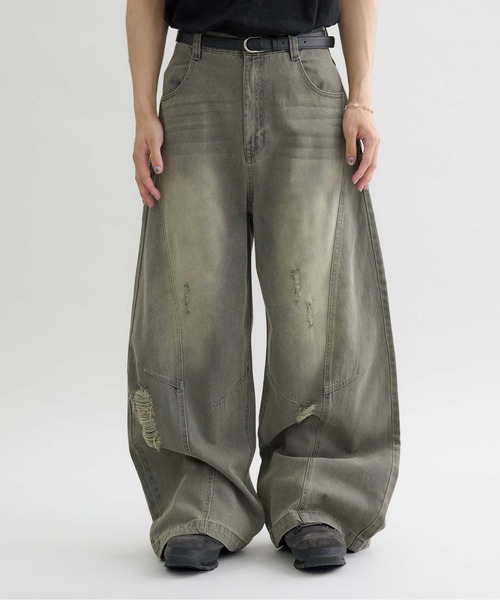 EPNK】Curve damage denim pants / カーブダメージデニムパンツ