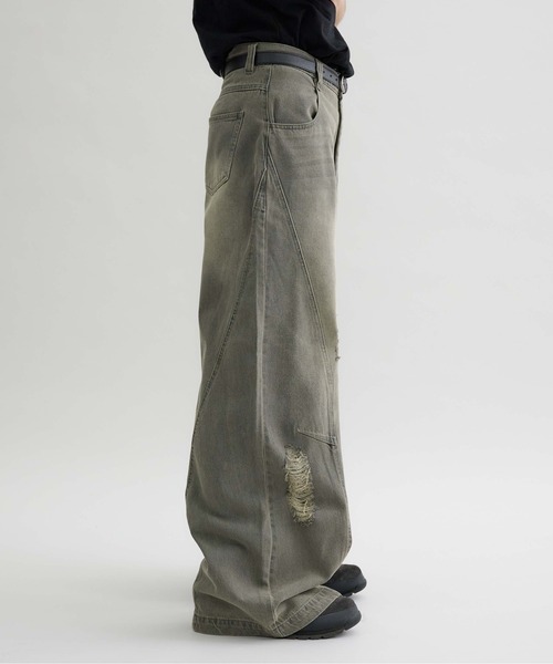 EPNK】Curve damage denim pants / カーブダメージデニムパンツ