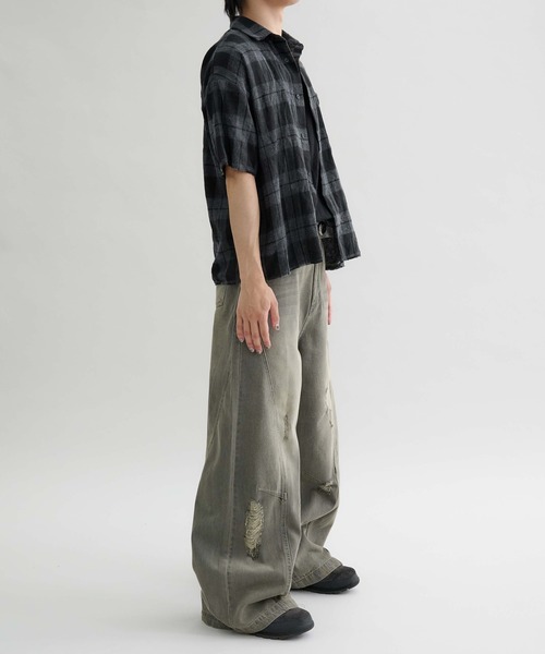 EPNK】Curve damage denim pants / カーブダメージデニムパンツ