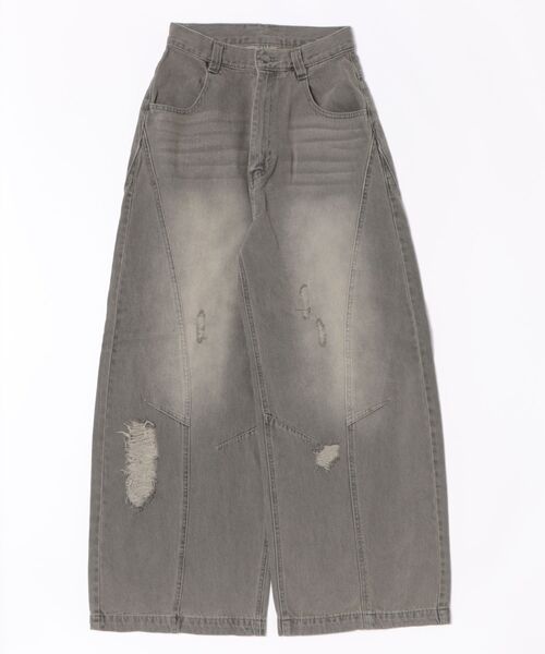 【EPNK】Curve damage denim pants EPNK】Curve damage denim pants / カーブダメージデニムパンツ