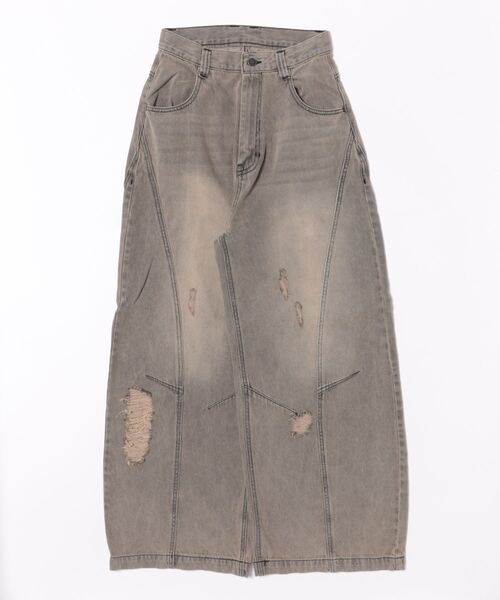 curve denim pants お値下げ不可 EPNK】Curve damage denim pants / カーブダメージデニムパンツ