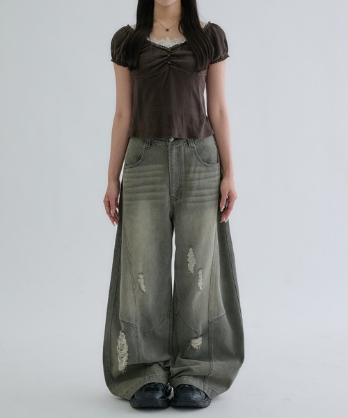 EPNK(イーピーエヌケー)の「【EPNK】Curve damage denim pants / カーブダメージデニムパンツ(デニムパンツ・メンズ・ブラック/グレー/サンドベージュ/グレー系その他・MEDIUM/LARGE/SMALL)」の16枚目の写真