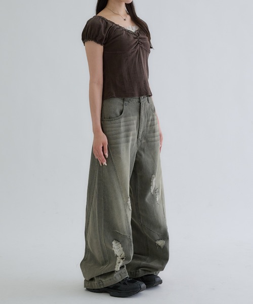 EPNK(イーピーエヌケー)の「【EPNK】Curve damage denim pants / カーブダメージデニムパンツ(デニムパンツ・メンズ・ブラック/グレー/サンドベージュ/グレー系その他・MEDIUM/LARGE/SMALL)」の17枚目の写真