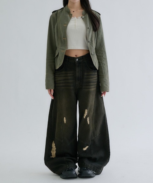 EPNK(イーピーエヌケー)の「【EPNK】Curve damage denim pants / カーブダメージデニムパンツ(デニムパンツ・メンズ・ブラック/グレー/サンドベージュ/グレー系その他・MEDIUM/LARGE/SMALL)」の11枚目の写真