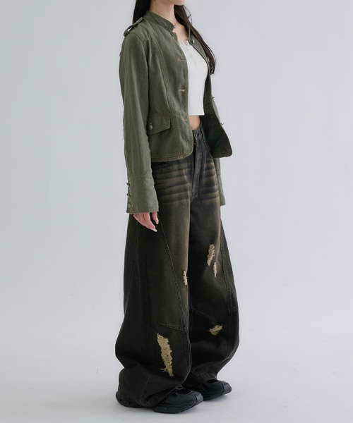 EPNK(イーピーエヌケー)の「【EPNK】Curve damage denim pants / カーブダメージデニムパンツ(デニムパンツ・メンズ・ブラック/グレー/サンドベージュ/グレー系その他・MEDIUM/LARGE/SMALL)」の12枚目の写真