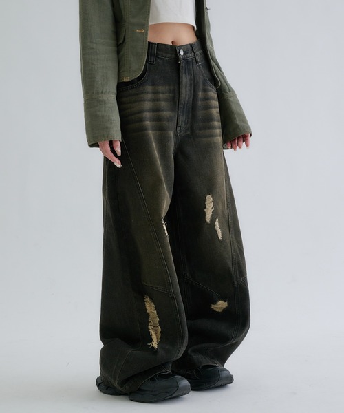 EPNK(イーピーエヌケー)の「【EPNK】Curve damage denim pants / カーブダメージデニムパンツ(デニムパンツ・メンズ・ブラック/グレー/サンドベージュ/グレー系その他・MEDIUM/LARGE/SMALL)」の10枚目の写真