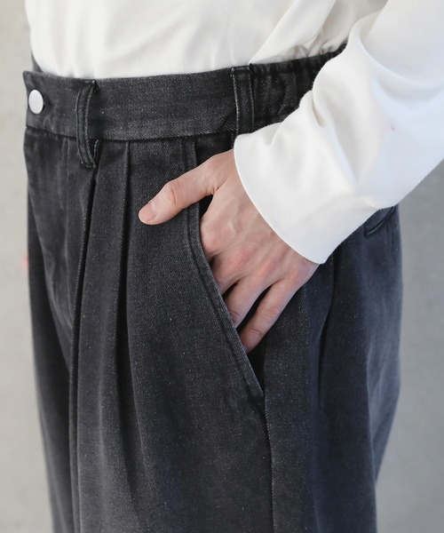 ETELIO(エテリオ)の「2タックワイドバギー12オンスデニムパンツ 【セットアップ可能】(デニムパンツ・メンズ・ブラウン/ブラック/グレー/ブルー・S/M/L)」の16枚目の写真