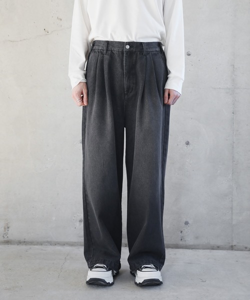 ETELIO(エテリオ)の「2タックワイドバギー12オンスデニムパンツ 【セットアップ可能】(デニムパンツ・メンズ・ブラウン/ブラック/グレー/ブルー・S/M/L)」の5枚目の写真