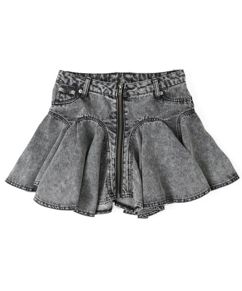 dispark（ディスパーク）の「DISPARK/フロントジップデニムフレアミニスカパン（デニムスカート・レディース・ブラック/ブルー系1・FREE）」の15枚目の写真