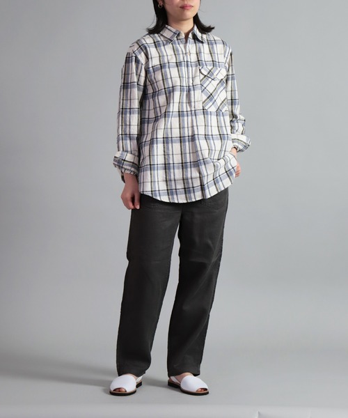 OMNIGOD（オムニゴッド）の「[OMNIGOD womens / オムニゴッド] 綿麻チェック アーミープルオーバーシャツ（シャツ/ブラウス・レディース・ホワイト系その他/パープル系その他・0）」の8枚目の写真