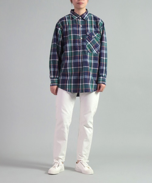 OMNIGOD（オムニゴッド）の「[OMNIGOD womens / オムニゴッド] 綿麻チェック アーミープルオーバーシャツ（シャツ/ブラウス・レディース・ホワイト系その他/パープル系その他・0）」の4枚目の写真