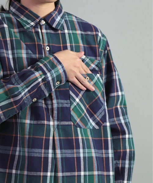 OMNIGOD（オムニゴッド）の「[OMNIGOD womens / オムニゴッド] 綿麻チェック アーミープルオーバーシャツ（シャツ/ブラウス・レディース・ホワイト系その他/パープル系その他・0）」の14枚目の写真