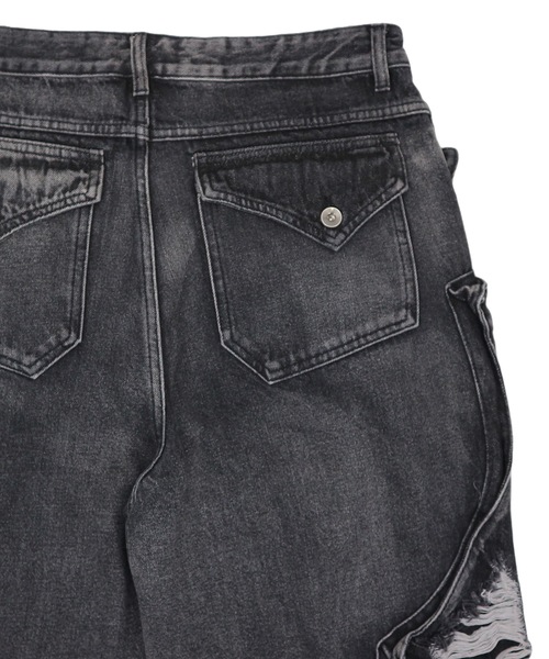 tinkerend（ティンカーエンド）の「【ユニセックス】Damage Wide Denim / ダメージワイドデニムパンツ（デニムパンツ・レディース・ブルー/ブラック・M/L）」の5枚目の写真