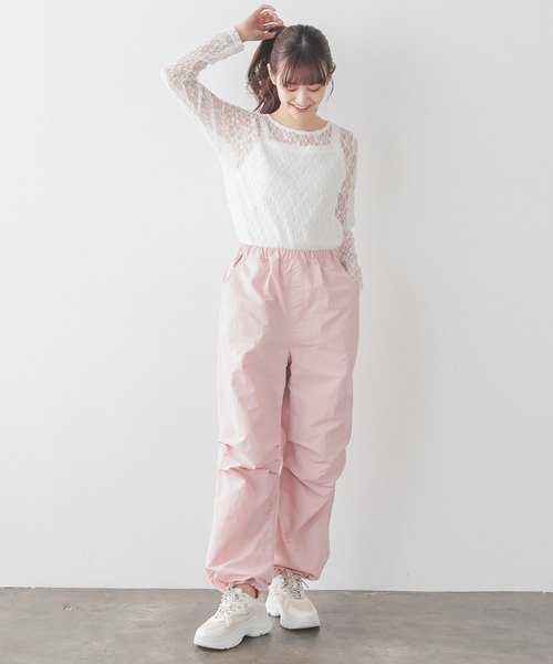 Honeys（ハニーズ）の「パラシュートパンツ（その他パンツ・レディース・ホワイト/カーキ/ブラック/ライトピンク・L/LL/M/S/SS）」の14枚目の写真