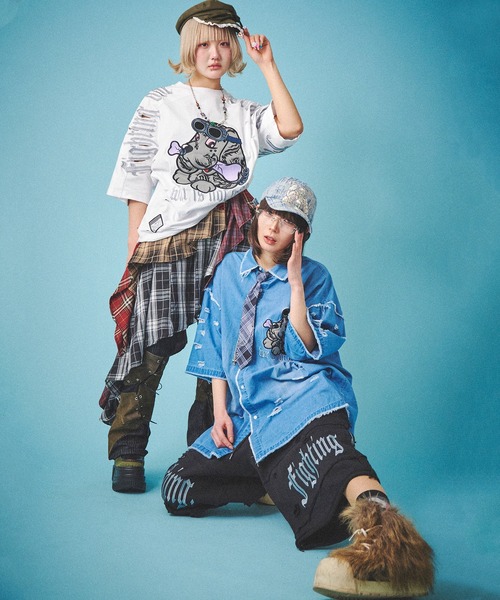 GALFY(ガルフィー)の「【GALFY/ガルフィー】病みに染まりし反戦シャツ(シャツ/ブラウス・メンズ・ブラック/サックスブルー/グレー・L/XL)」の19枚目の写真