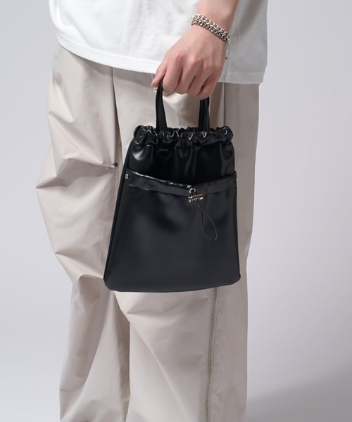 Lui's（ルイス）の「【Neucon/ニューコン】2way 巾着ショルダーバッグ（ショルダーバッグ・メンズ・ブラック/シルバー・FREE）」の6枚目の写真