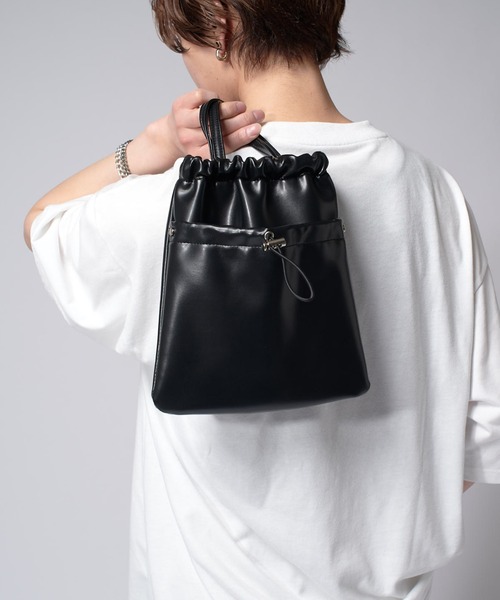 Lui's（ルイス）の「【Neucon/ニューコン】2way 巾着ショルダーバッグ（ショルダーバッグ・メンズ・ブラック/シルバー・FREE）」の7枚目の写真