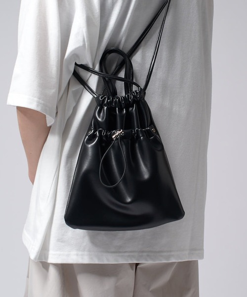 Lui's（ルイス）の「【Neucon/ニューコン】2way 巾着ショルダーバッグ（ショルダーバッグ・メンズ・ブラック/シルバー・FREE）」の5枚目の写真