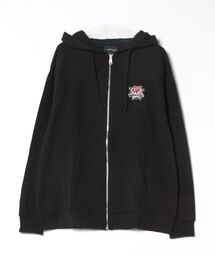 【Ed Hardy/エド・ハーディー】ヴィンテージライクフルジップパーカー/スカル/袖ロゴプリント/バックプリント/ワンポイント刺繍