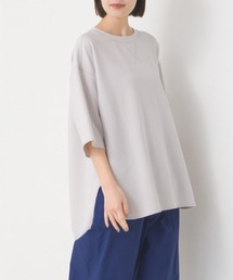 OMNES（オムネス）の「カットジョーゼットガゼット裾ラウンド半袖プルオーバー（Tシャツ/カットソー）」