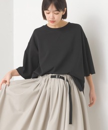 OMNES | カットジョーゼットガゼット裾ラウンド半袖プルオーバー(Tシャツ/カットソー)