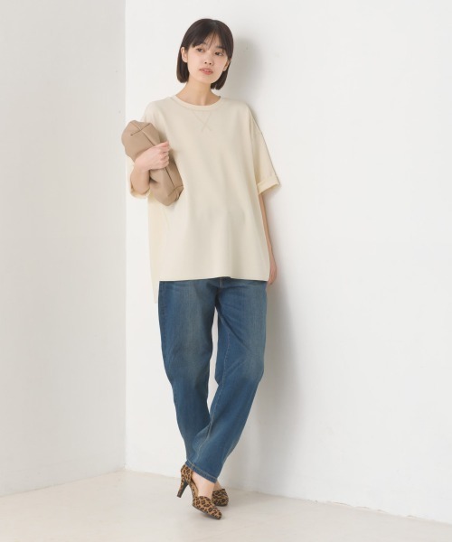 OMNES（オムネス）の「カットジョーゼットガゼット裾ラウンド半袖プルオーバー（Tシャツ/カットソー・レディース・ライトグレー/ブラック/アイボリー・FREE）」の20枚目の写真