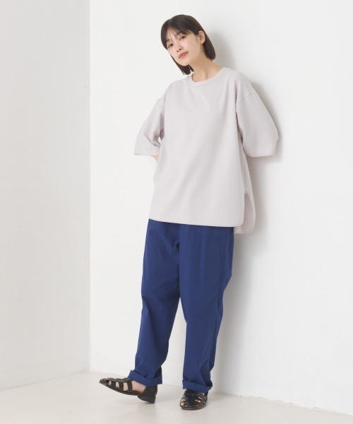 OMNES（オムネス）の「カットジョーゼットガゼット裾ラウンド半袖プルオーバー（Tシャツ/カットソー・レディース・ライトグレー/ブラック/アイボリー・FREE）」の10枚目の写真