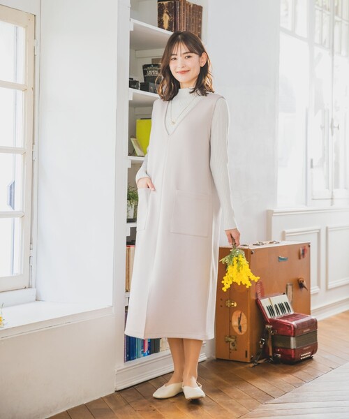 ITS'DEMO（イッツデモ）の「【手洗い可】ダンボールジャージージャンスカ（ワンピース・レディース・ネイビー/ライトベージュ/ライトグレー・00）」の14枚目の写真