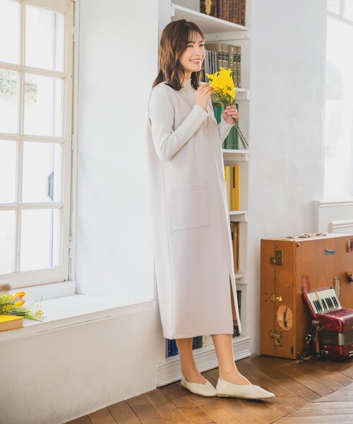 ITS'DEMO（イッツデモ）の「【手洗い可】ダンボールジャージージャンスカ（ワンピース・レディース・ネイビー/ライトベージュ/ライトグレー・00）」の15枚目の写真