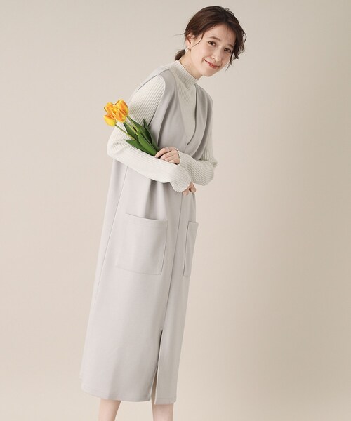 ITS'DEMO（イッツデモ）の「【手洗い可】ダンボールジャージージャンスカ（ワンピース・レディース・ネイビー/ライトベージュ/ライトグレー・00）」の16枚目の写真