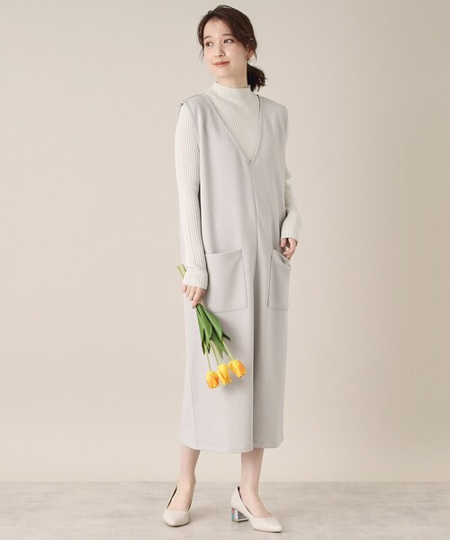 ITS'DEMO（イッツデモ）の「【手洗い可】ダンボールジャージージャンスカ（ワンピース・レディース・ネイビー/ライトベージュ/ライトグレー・00）」の17枚目の写真